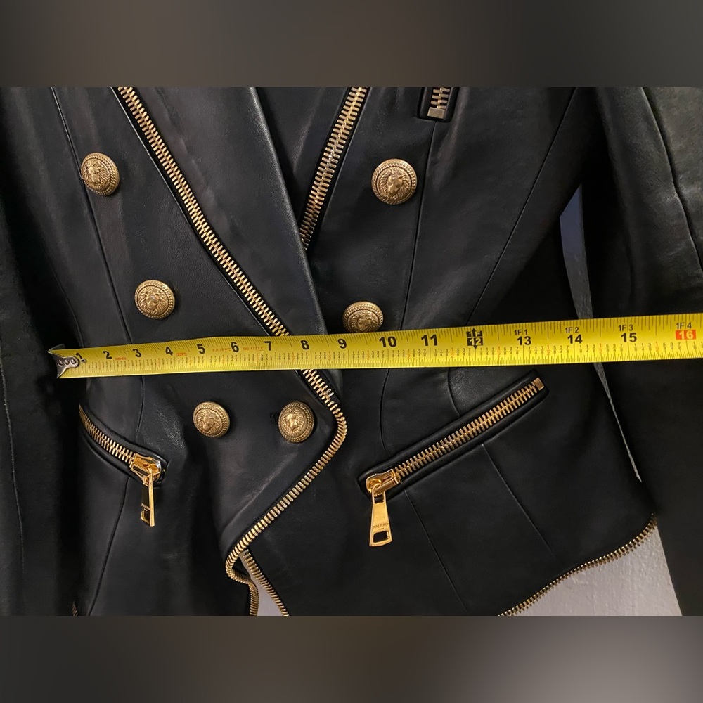 BALMAIN ZIPPER DETAILS LEATHER JACKET IN BLACK - Picture 15 of 16